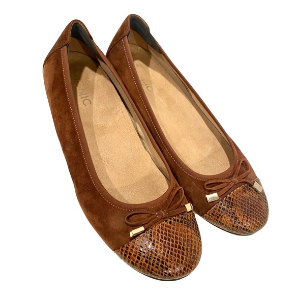 Vionic Women's Spark Minna Arch Support Ballet Flats Saddle Snake (Brown) Sz 9.5 - Picture 1 of 15